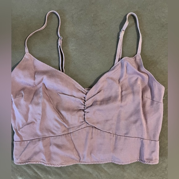 ABERCROMBIE pink linen crop top tank top, Size M - Picture 2 of 4